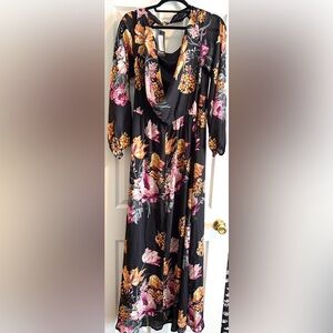 Nasty Gal Black Floral Maxi Dress